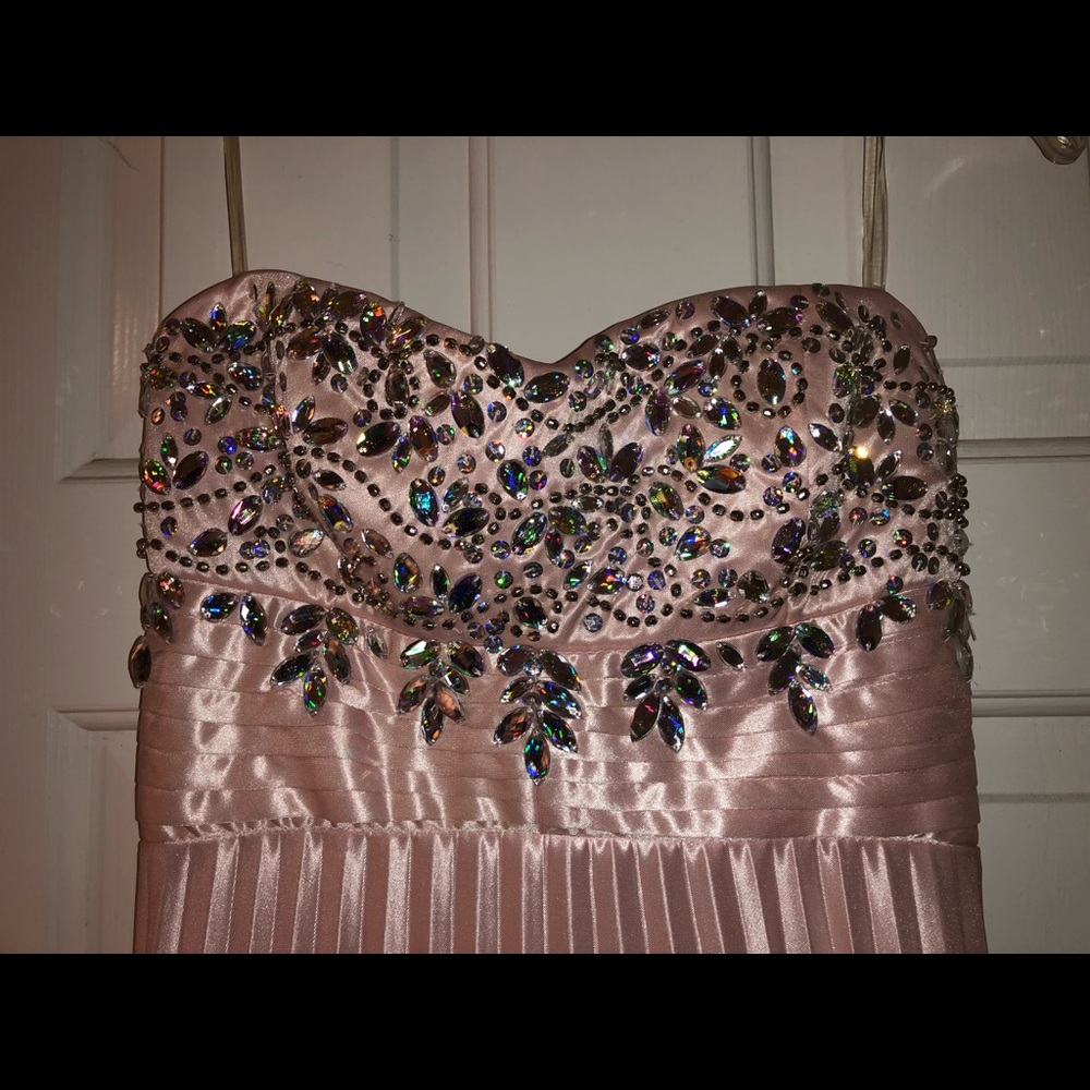 Long Pink Dress with beading